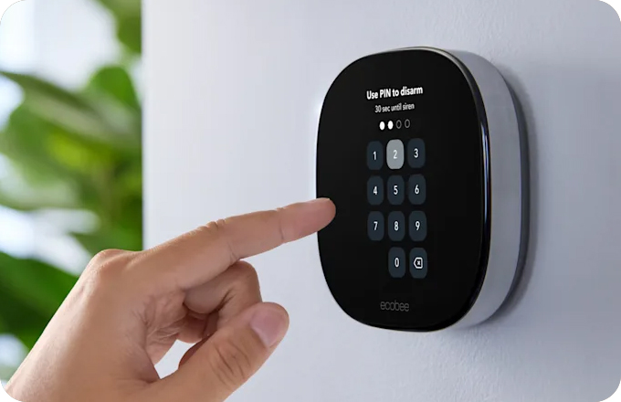 Protect your home with a smart thermostat that doubles as a base station and keypad for ecobee Smart Security.